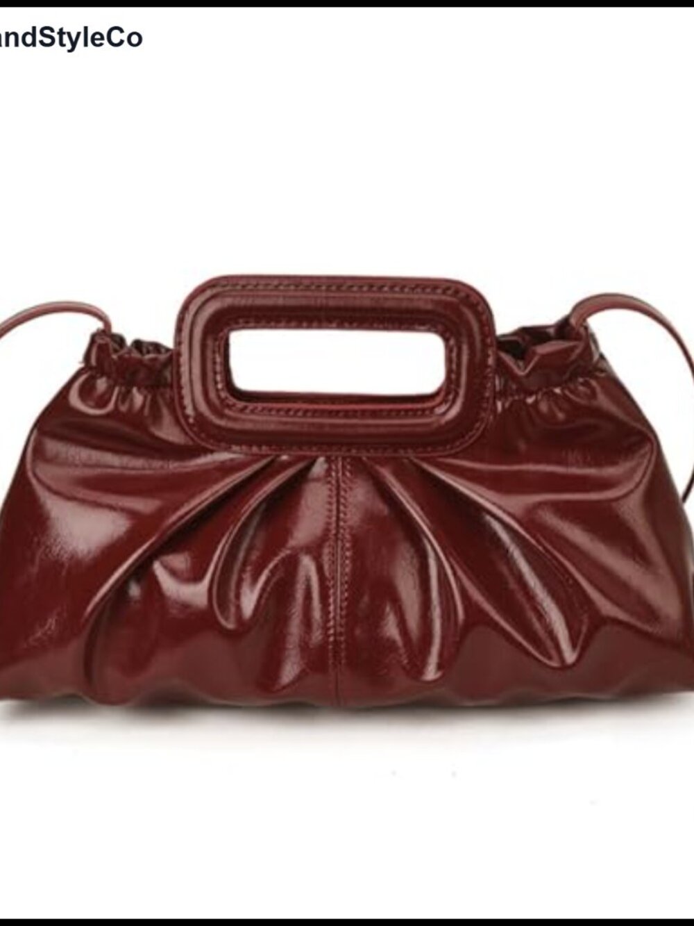 Patent Leather Chain Evening Bag Clutch Crossbody Pleated Top Handle Purse